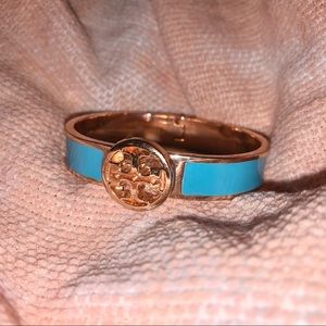Tory Burch Gold Tone and Blue Enamel Bracelet